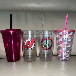 4pcs: 2 TERVIS INSULATED NJ DEVILS & PEACE SIGN & 2 ACRYLIC TUMBLERS BPA-Free